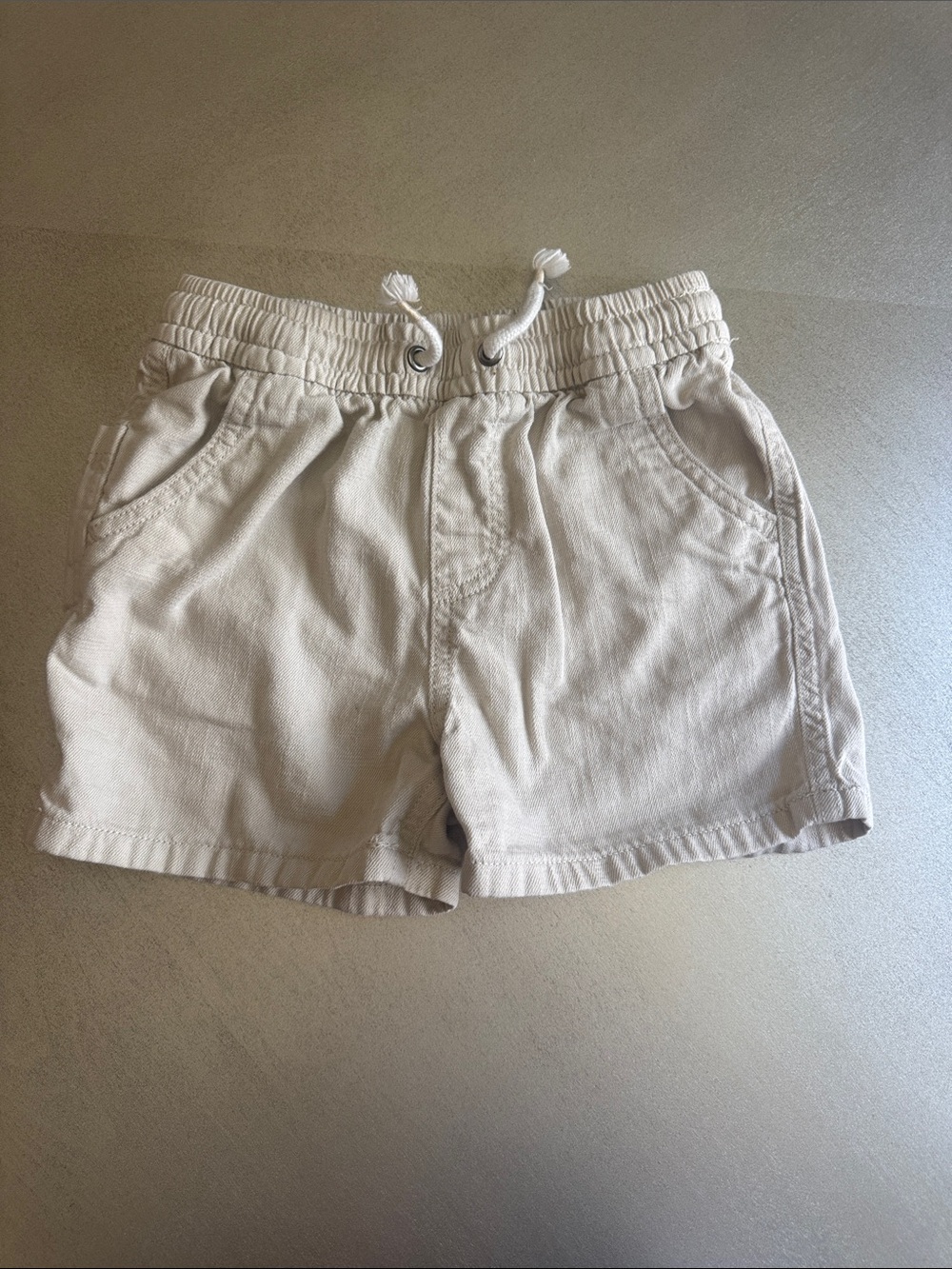 Kids Neutral Elastic-Waist Drawstring Shorts - Cream